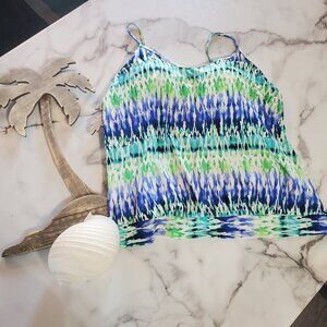 Tankini Swim Top size 16 Jaclyn Smith Blue & Green